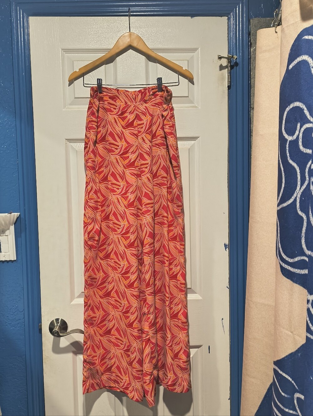 Ashley Park x Rent the Runway Pink Orange Floral Wide Leg Palazzo Pants 8